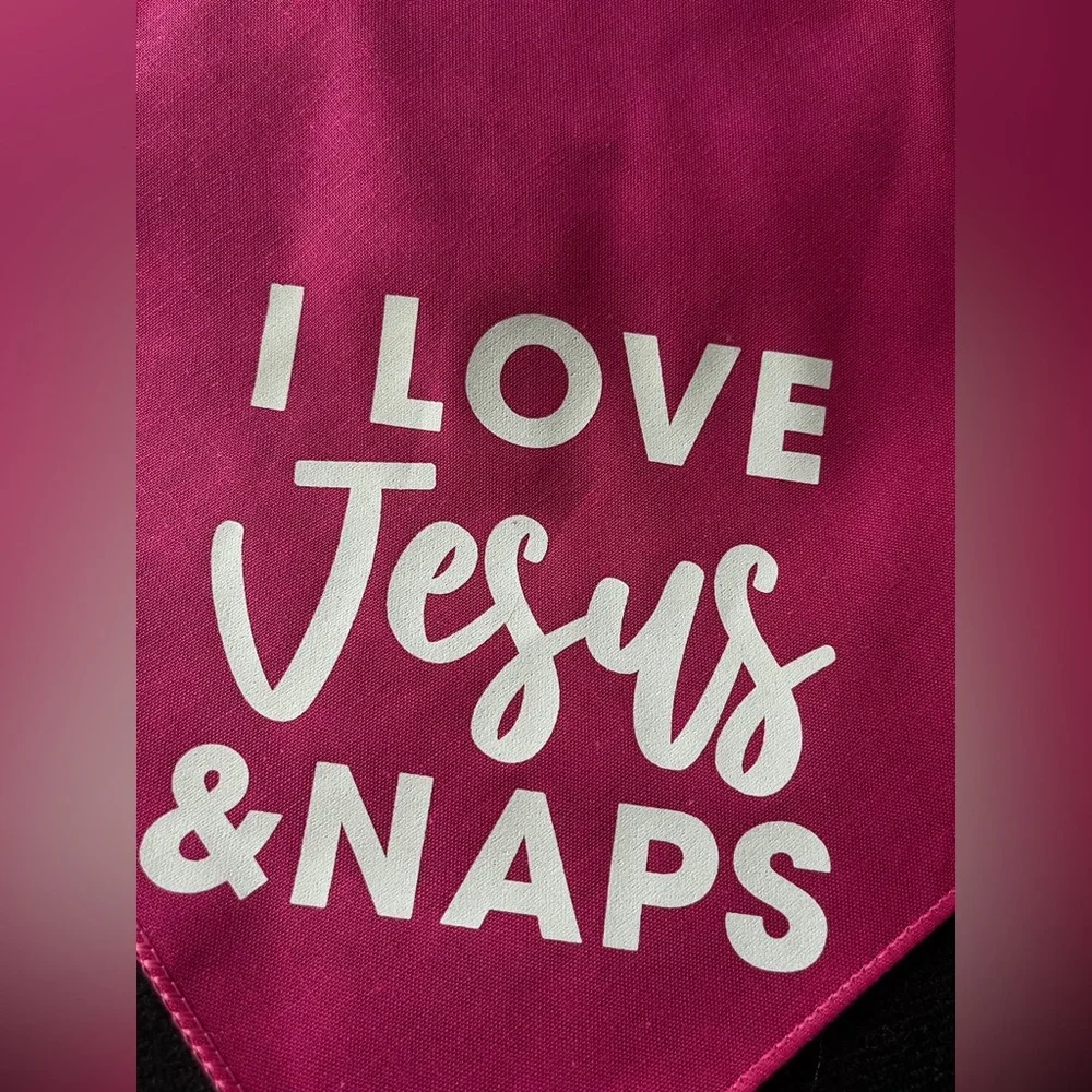 SET of 2, Religious Dog Bandanas Blessed with Cross, Love Jesus & Naps Pink XS
